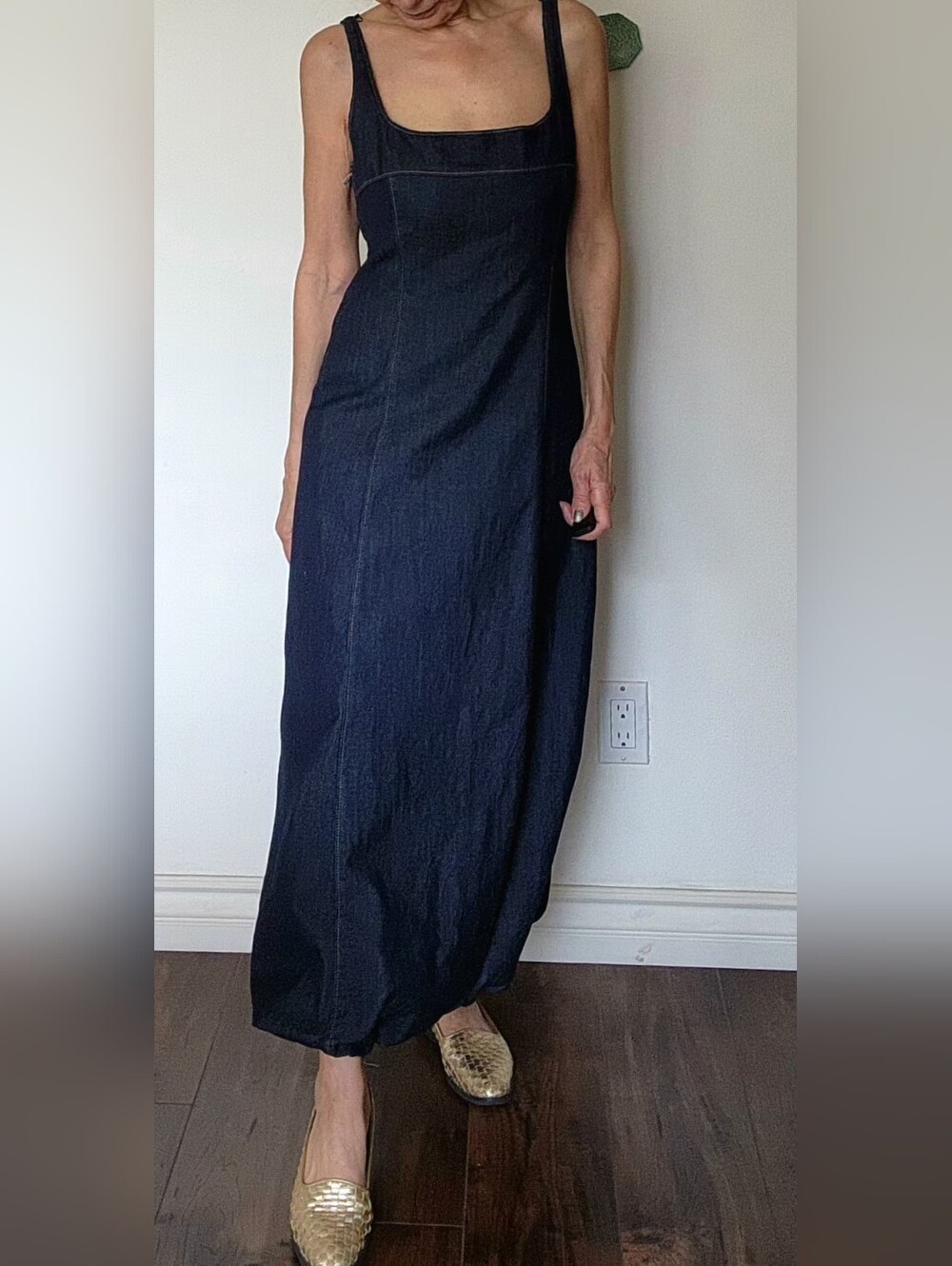 NWT ZARA Denim Baloon Dress-  Dark Indigo  Maxi